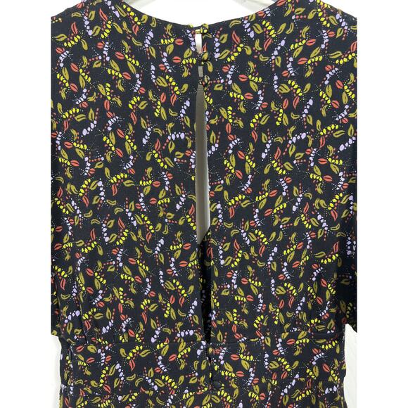 Free People Meet Virginia Black Printed Romper Shorts with Split Sleeve Size 4 - Picture 9 of 12